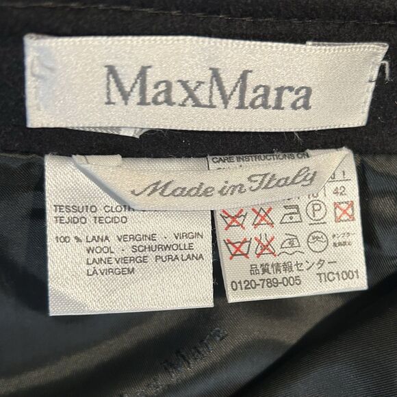 MaxMara Virgin Wool Pencil Skirt Black Size 8 High Waist Italian Made - Picture 8 of 11